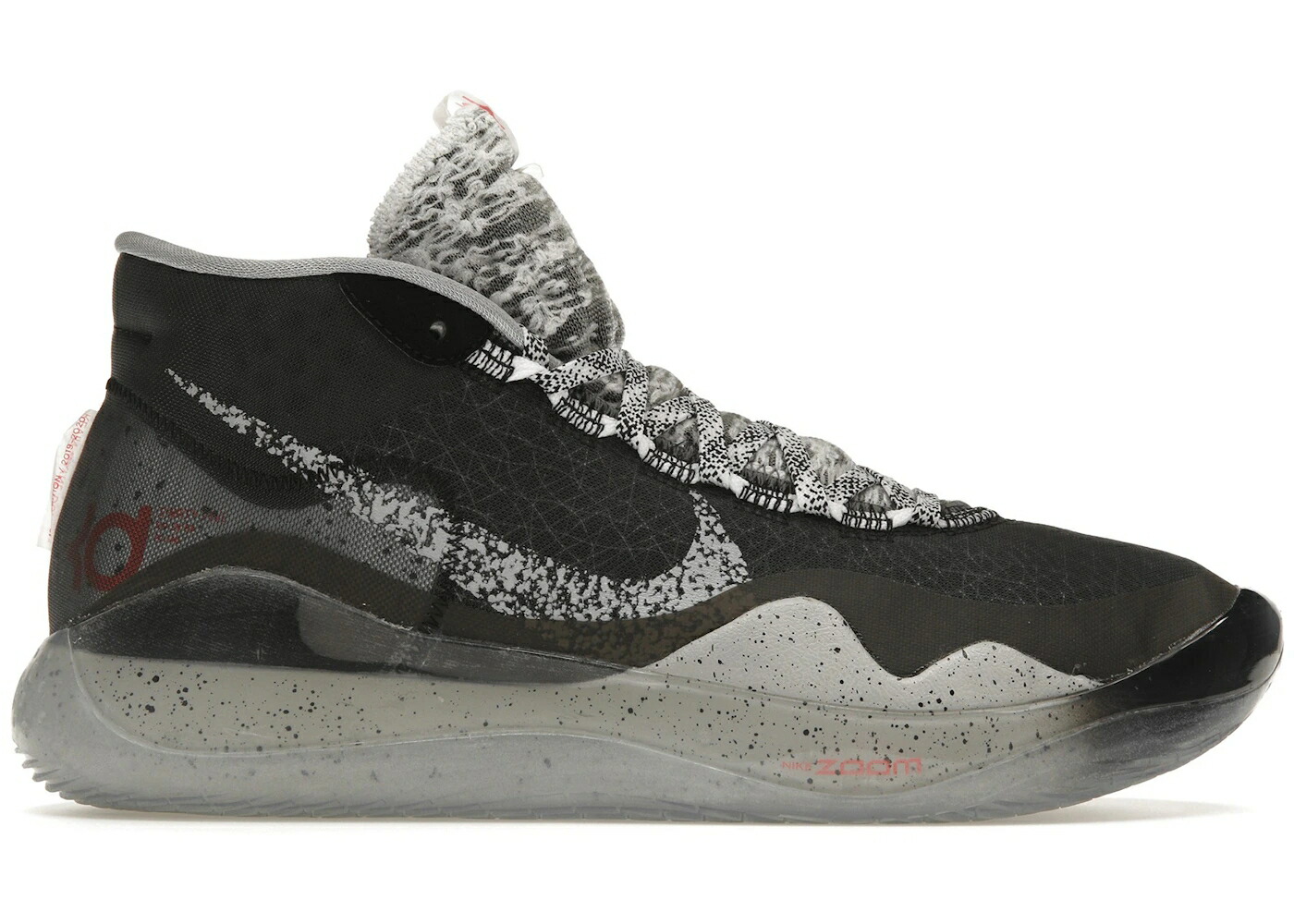 ナイキ ズーム 黒色 ブラック 灰色 シメント グレー 赤 レッド スニーカー メンズ NIKE ZOOM KD12 WOLF BLACK / BLACK CEMENT GREY UNIVERSIY RED