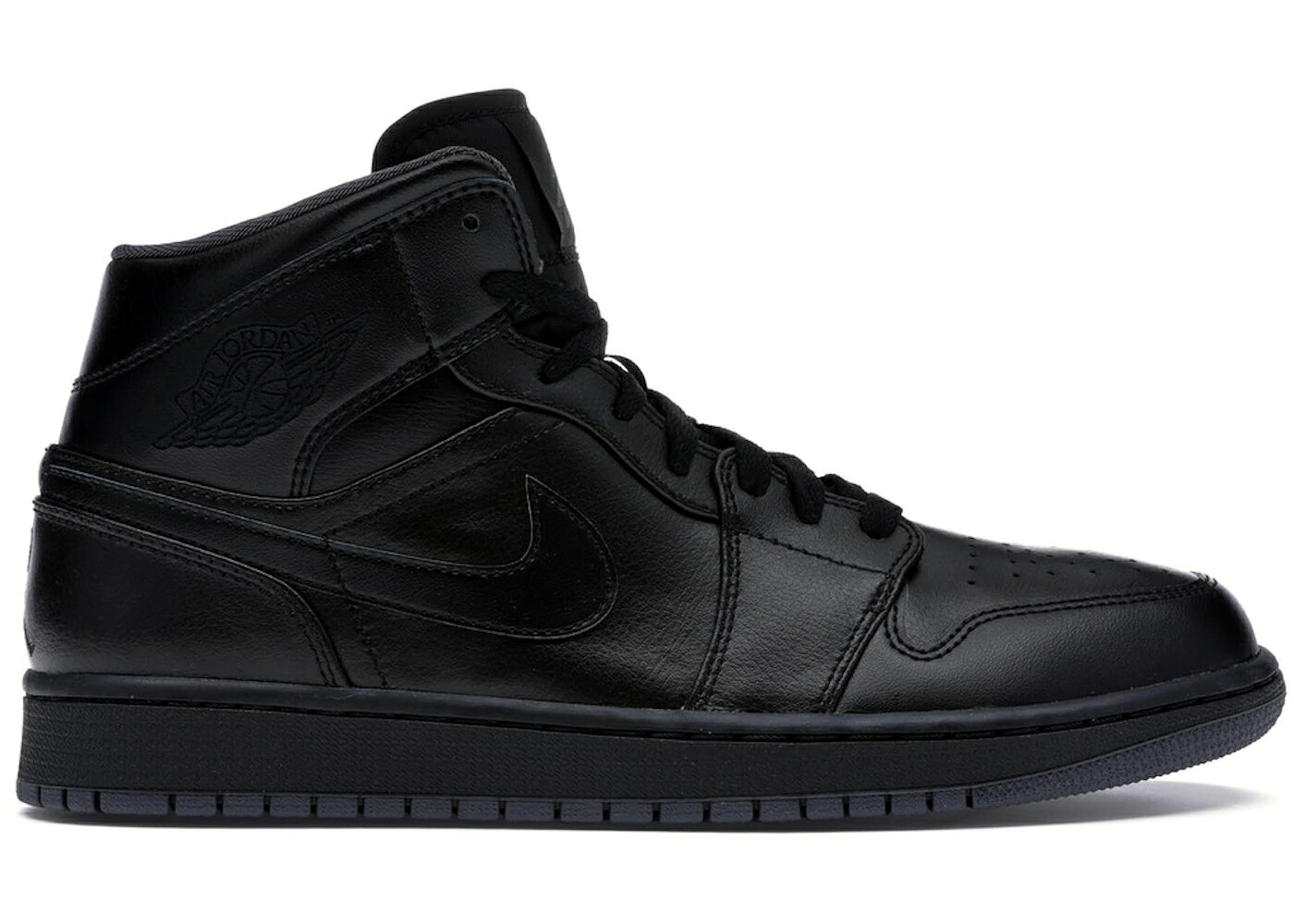 ナイキ ジョーダン ミッド 黒色 ブラック 灰色 グレー スニーカー メンズ JORDAN 1 RETRO MID BLACK (2016) / BLACK BLACK DARK GREY