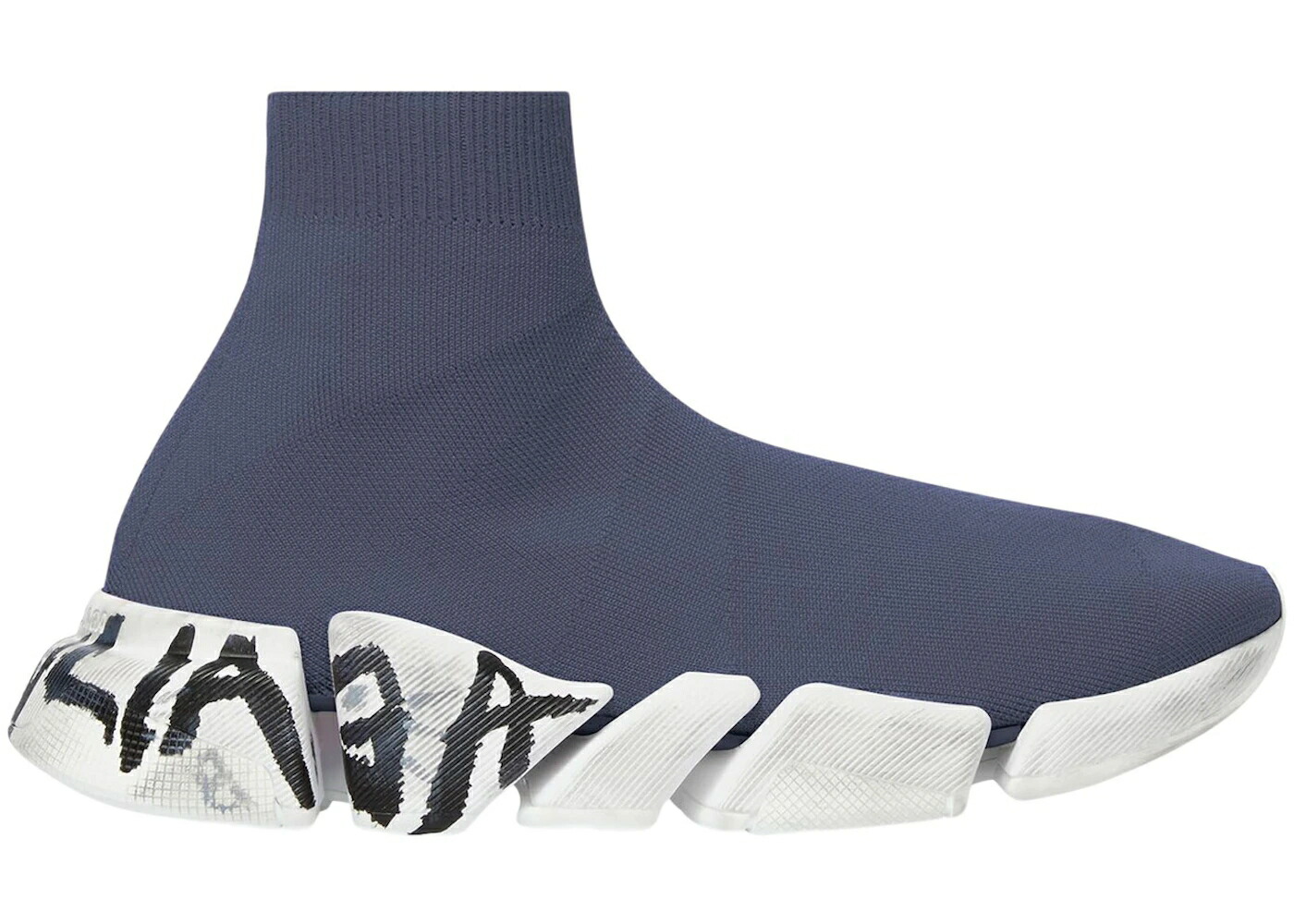 バレンシアガ 素早さ 編み物 薄墨色 薄墨色 白いこと 白いこと 2.0 スニーカー メンズ BALENCIAGA SPEED GRAFFITI RECYCLED KNIT DARK GREY WHITE / DARK GREY WHITE