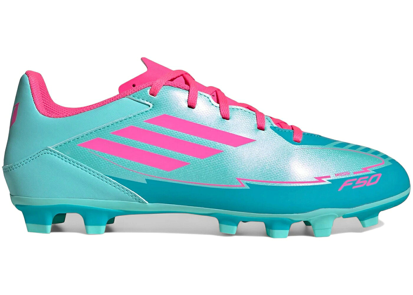 アディダス 野球クラブ マイアミ アクア サクラ色 シアン スニーカー メンズ ADIDAS F50 CLUB FG/MG MESSI MIAMI / FLASH AQUA LUCID PINK LUCID CYAN
