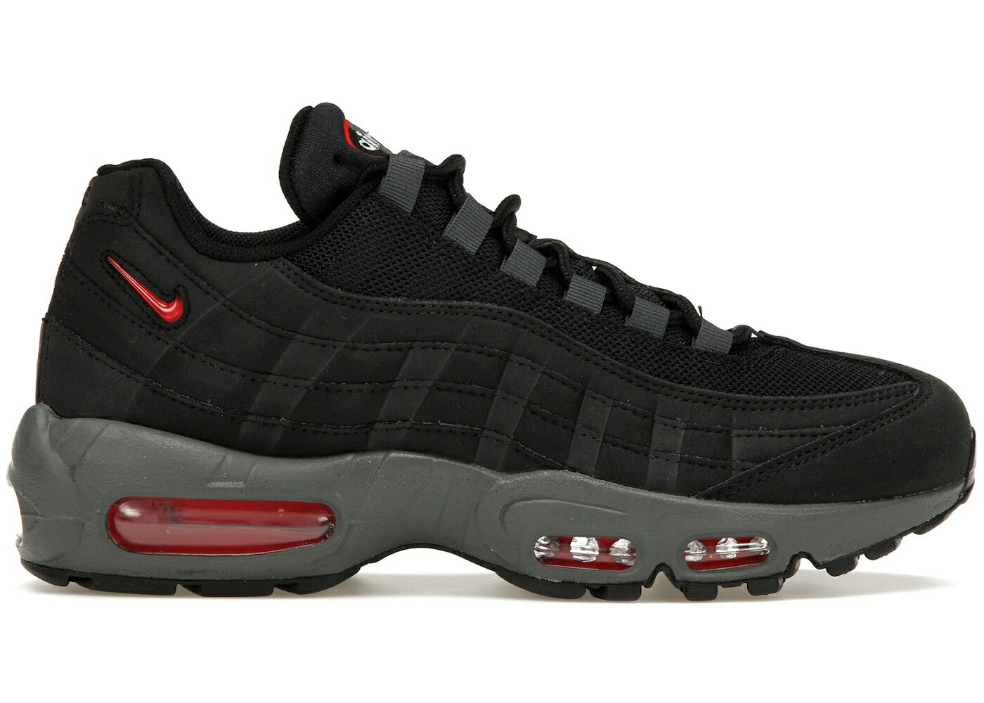 ナイキ マックス 黒色 ブラック 赤 レッド 灰色 グレー エアマックス スニーカー メンズ NIKE AIR MAX 95 BLACK UNIVERSITY RED / BLACK UNIVERSITY RED DARK GREY