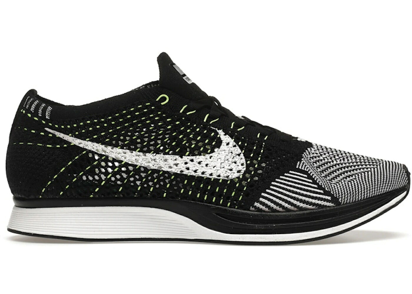 ナイキ 飛球編み物 黒いこと 黒いこと 白いこと 白いこと スニーカー メンズ NIKE FLYKNIT RACER BLACK WHITE VOLT / BLACK WHITE VOLT