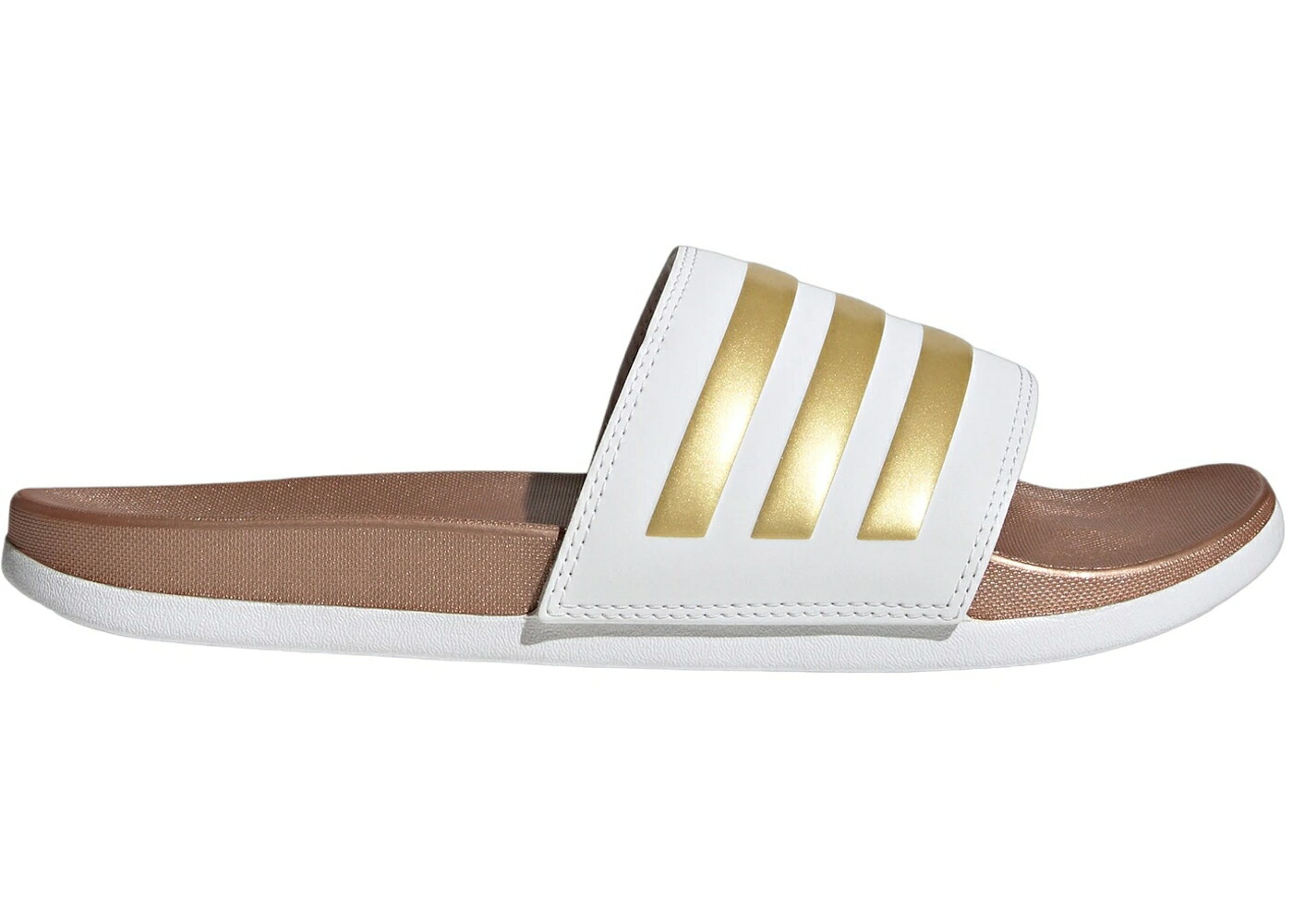 アディダス アディレッタ 白色 ホワイト ゴールド スニーカー メンズ ADIDAS ADILETTE COMFORT SLIDES CLOUD WHITE MATTE GOLD / CLOUD WHITE CLOUD WHITE MATTE