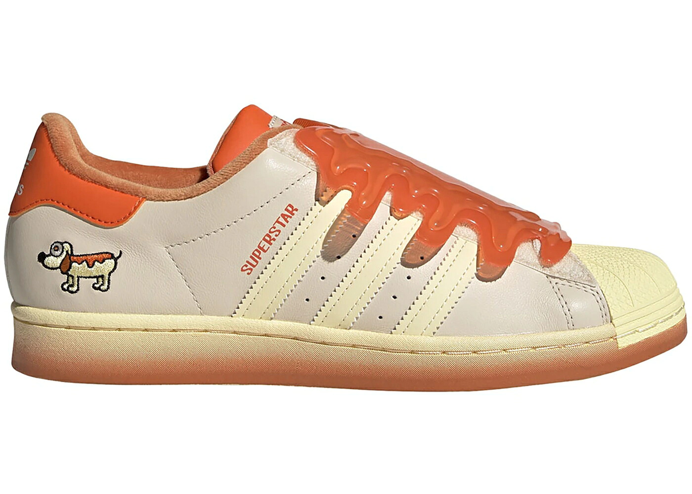 アディダス はやりっ児 黄味がかった 黄色 橙 オレンジ色 スニーカー メンズ ADIDAS SUPERSTAR MELTING SADNESS HOT DOG / YELLOW ORANGE YELLOW
