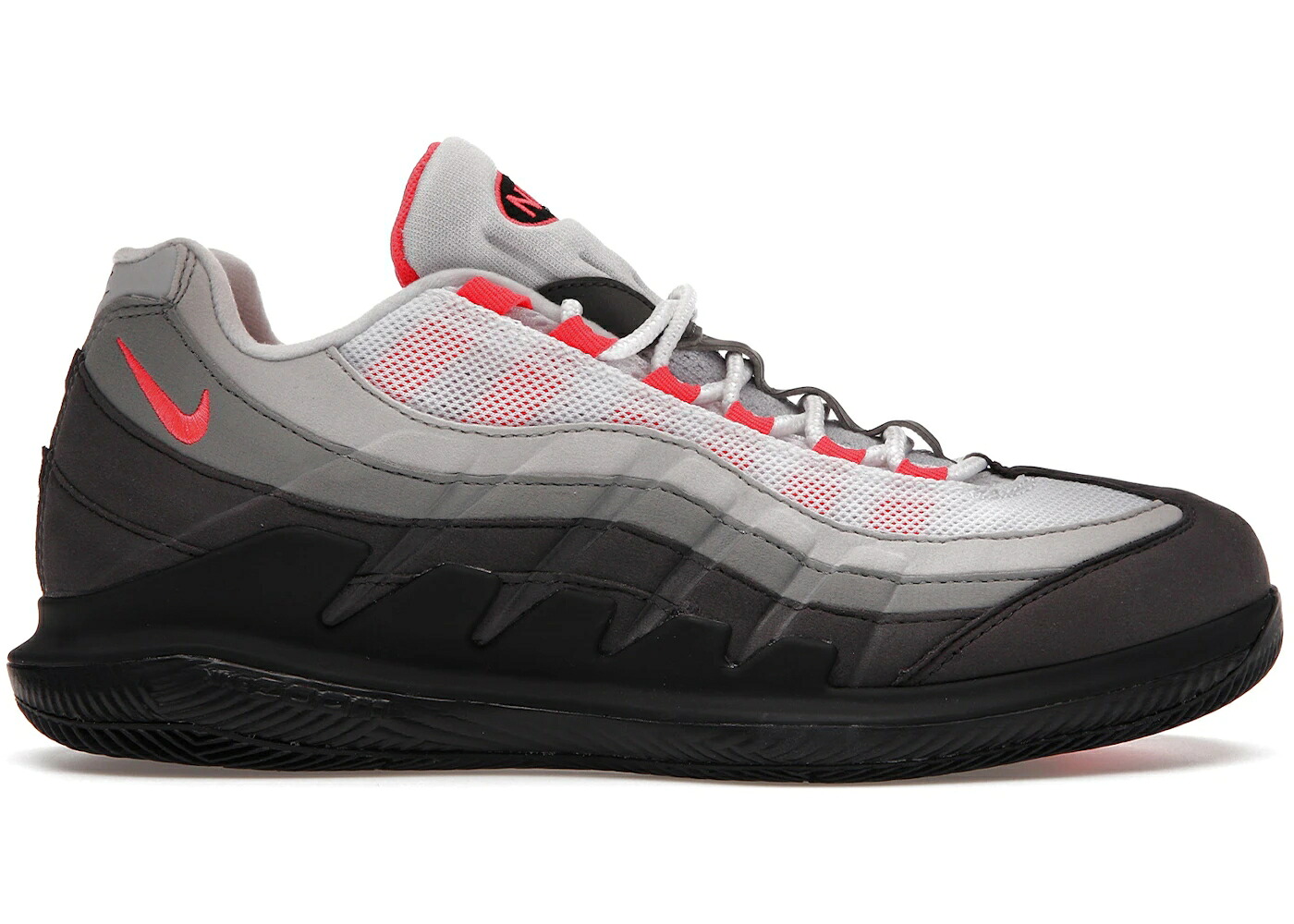 ナイキ コート ズーム マックス 赤 レッド 白色 ホワイト 灰色 グレー エアマックス スニーカー メンズ NIKE COURT ZOOM VAPOR X AIR MAX 95 SOLAR RED / WHITE NEUTRAL GREY MEDIUM GREY
