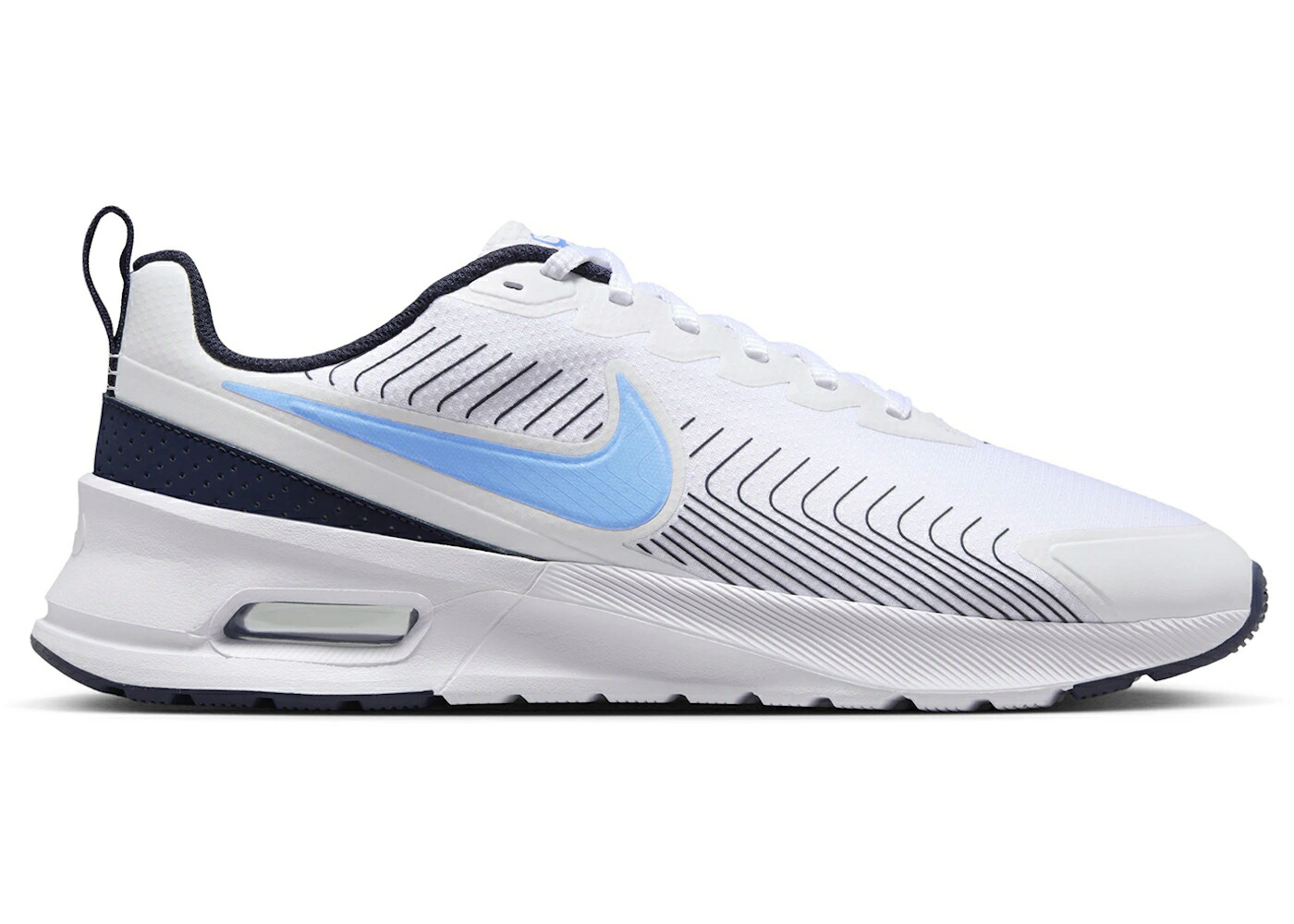 ナイキ マックス 白色 ホワイト 青色 ブルー エアマックス スニーカー メンズ NIKE AIR MAX NUAXIS WHITE OBSIDIAN UNIVERSITY BLUE / WHITE OBSIDIAN OBSIDIAN