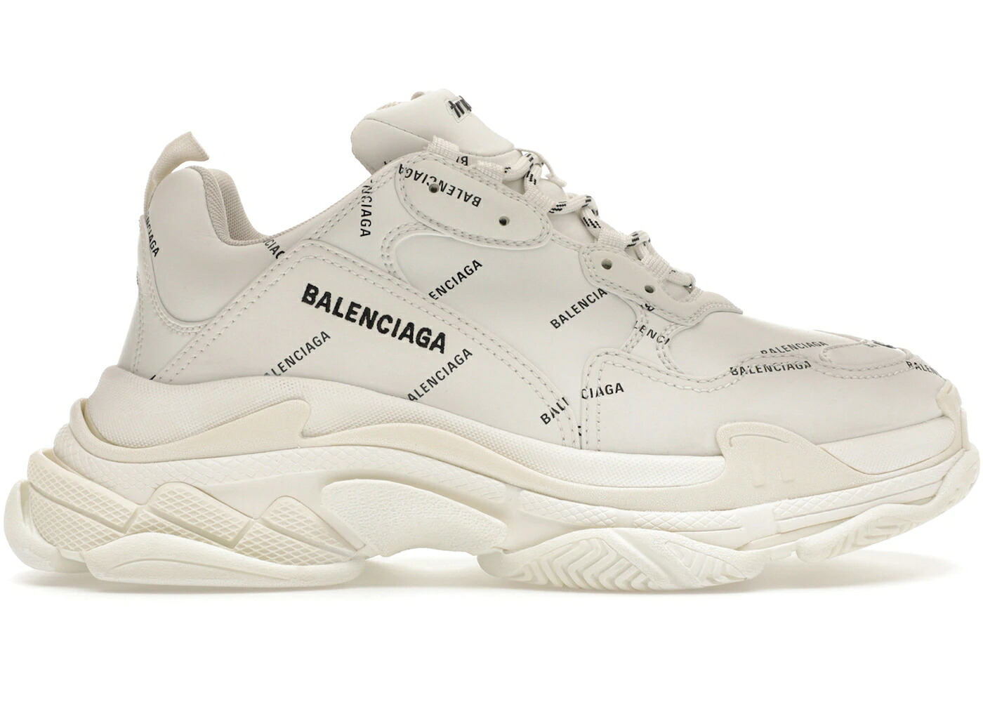 バレンシアガ ロゴタイプ 白いこと 白いこと スニーカー メンズ BALENCIAGA TRIPLE S ALLOVER LOGO WHITE /