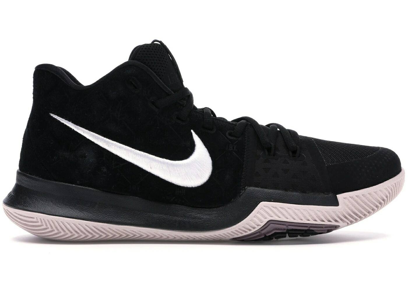 ナイキ カイリー 黒色 ブラック スエード スウェード 白色 ホワイト 赤 レッド スニーカー メンズ NIKE KYRIE 3 BLACK SUEDE / BLACK WHITE SILT RED