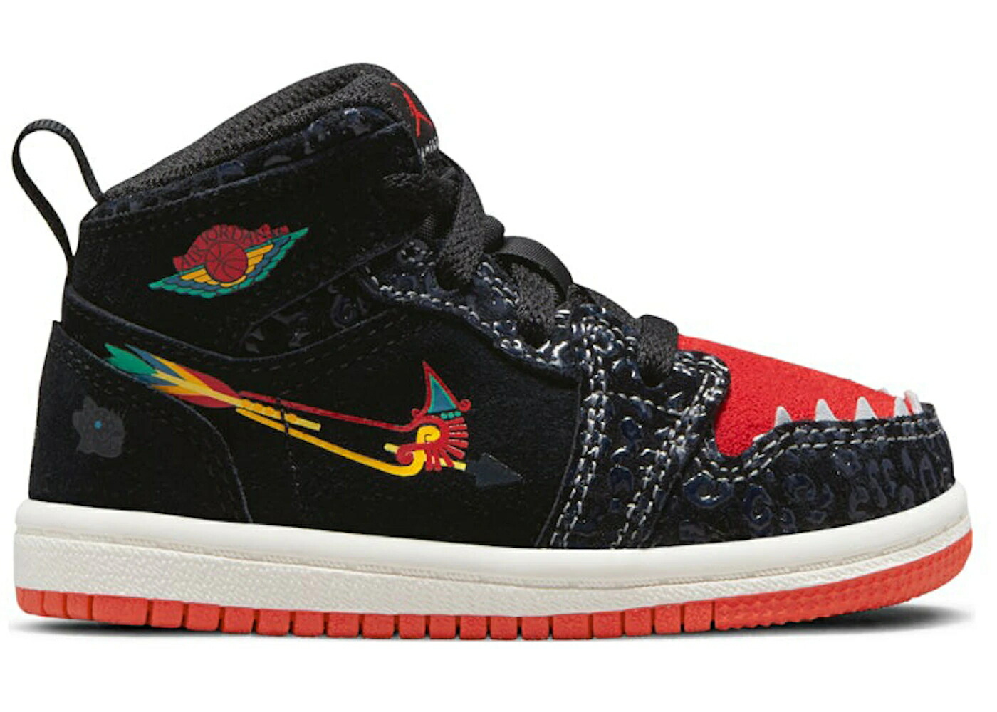 ナイキ ジョーダン ミッド 黒色 ブラック ローマ 緑 グリーン 赤 レッド ジュニア キッズ JORDAN 1 MID SE SIEMPRE FAMILIA (TD) / BLACK SAIL ROMA GREEN CHILE RED