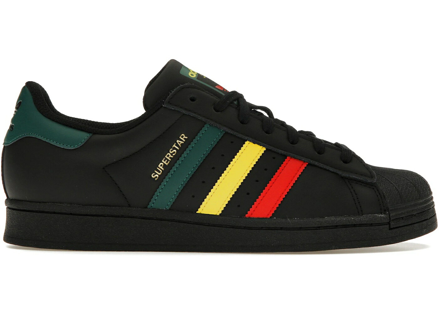 アディダス はやりっ子 黒いこと 黒いこと 中核グループ 黄味がかった 黄色 スニーカー メンズ ADIDAS SUPERSTAR RASTA BLACK / CORE BLACK YELLOW COLLEGIATE