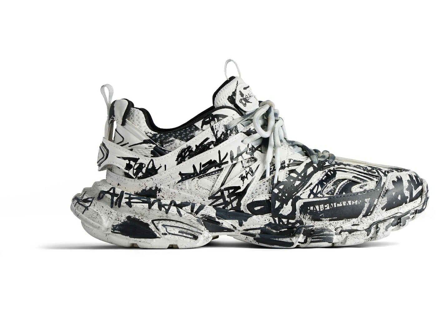 バレンシアガ 貨物自動車 白いこと 白いこと 黒いこと 黒いこと スニーカー メンズ BALENCIAGA TRACK WHITE BLACK GRAFFITI / WHITE BLACK