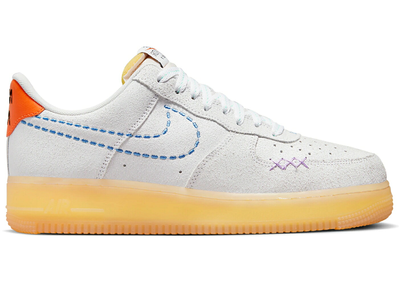 ナイキ 薄墨色 薄墨色 青碧 青碧 橙 オレンジ色 空軍 スニーカー メンズ NIKE AIR FORCE 1 LOW 101 GREY / GREY UNIVERSITY BLUE ORANGE