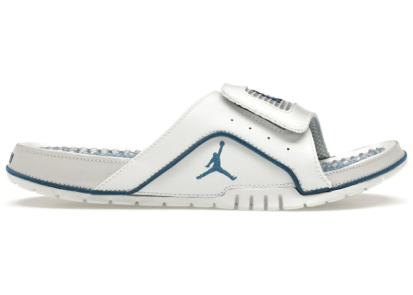 ナイキ ジョーダン ハイドロ サンダル 青色 ブルー 白色 ホワイト 灰色 グレー スニーカー メンズ JORDAN HYDRO 4 SLIDE MILITARY BLUE / OFF WHITE NEUTRAL GREY｜スニケス