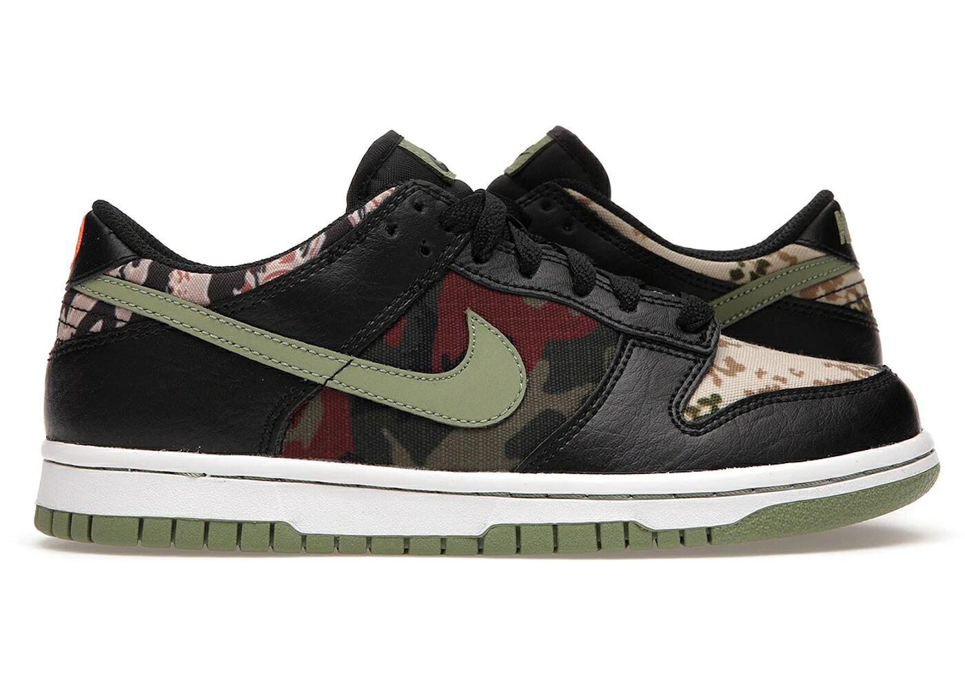 ナイキ ダンク クレイジー カモ柄 黒色 ブラック オリーブ ダンクロー ジュニア キッズ NIKE DUNK LOW CRAZY CAMO (GS) / BLACK MULTI OLIVE ベビー マタニティ スニーカー|スニケス