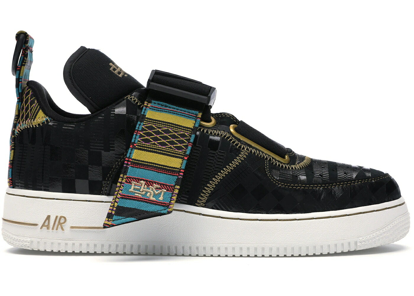 ナイキ 黒色 ブラック ゴールド 白色 ホワイト エアフォース スニーカー メンズ NIKE AIR FORCE 1 UTILITY BHM (2019) / BLACK METALLIC GOLD WHITE