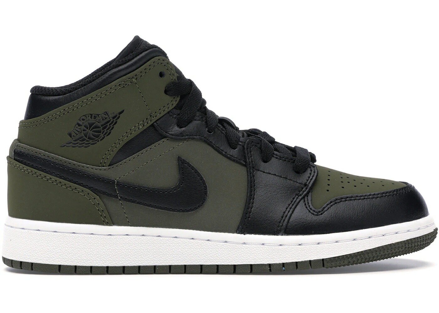 ナイキ ジョーダン ミッド オリーブ 黒いこと 黒いこと 白いこと 白いこと お坊っちゃん キッズ JORDAN 1 MID OLIVE CANVAS BLACK (GS) / OLIVE CANVAS BLACK WHITE もの言う花 マタニティ スニーカー
