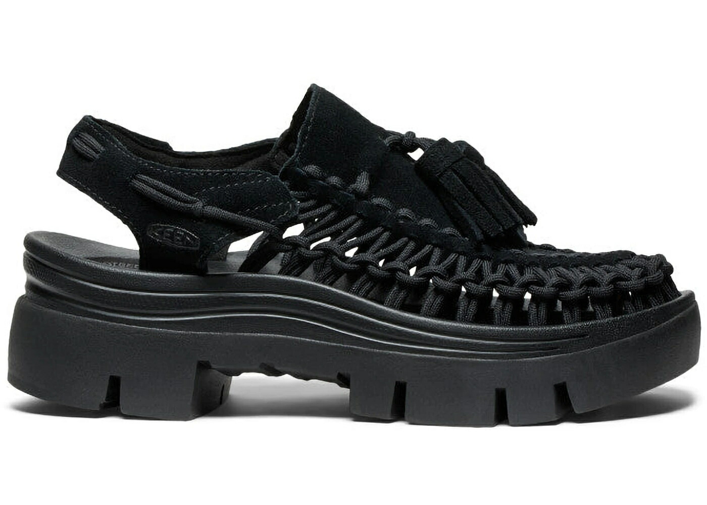キーン 黒色 ブラック スニーカー メンズ KEEN UNEEK PLT TASSEL BLACK / BLACK BLACK