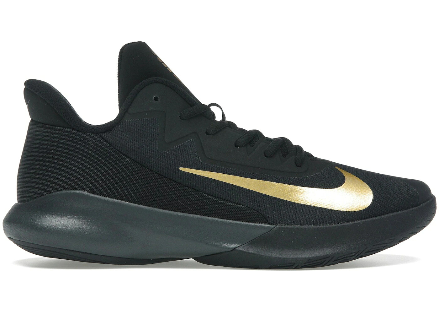 ナイキ 黒色 ブラック ゴールド 灰色 グレー スニーカー メンズ NIKE PRECISION 4 BLACK METALLIC GOLD / BLACK DARK SMOKE GREY METALLIC