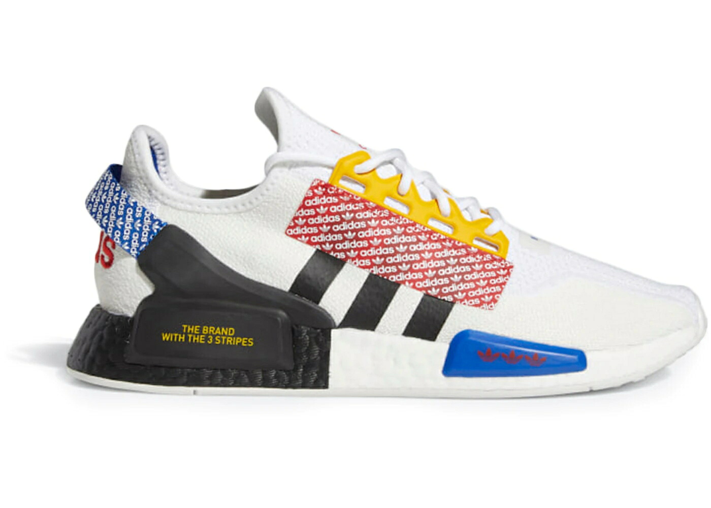 アディダス ロゴ 白色 ホワイト コア 黒色 ブラック スニーカー メンズ ADIDAS NMD R1 V2 LOGO PRINT CLOUD WHITE MULTI / CLOUD WHITE CORE BLACK ACTIVE