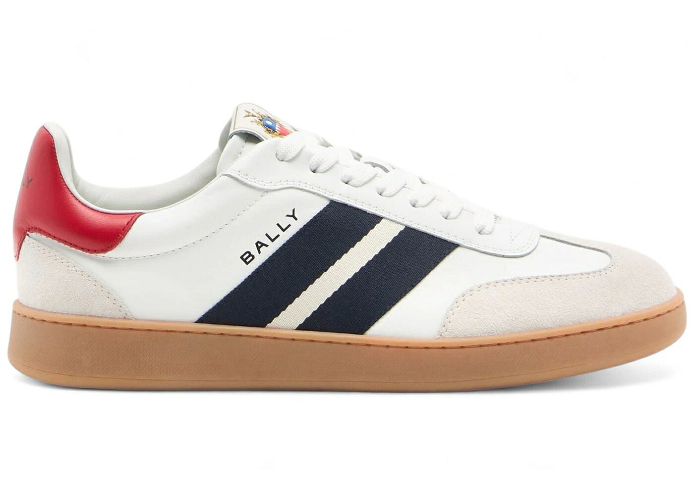 バリー 靴 スニーカー 白色 ホワイト 紺色 ネイビー 赤 レッド メンズ BALLY RETRO CREST SNEAKER WHITE NAVY RED GUM / WHITE NAVY RED GUM