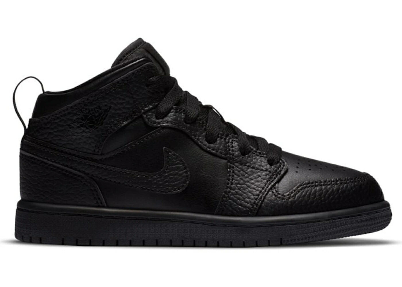 ナイキ ジョーダン ミッド 黒色 ブラック レザー ジュニア キッズ JORDAN 1 MID TRIPLE BLACK TUMBLED LEATHER (PS) / BLACK BLACK BLACK ベビー マタニティ スニーカー