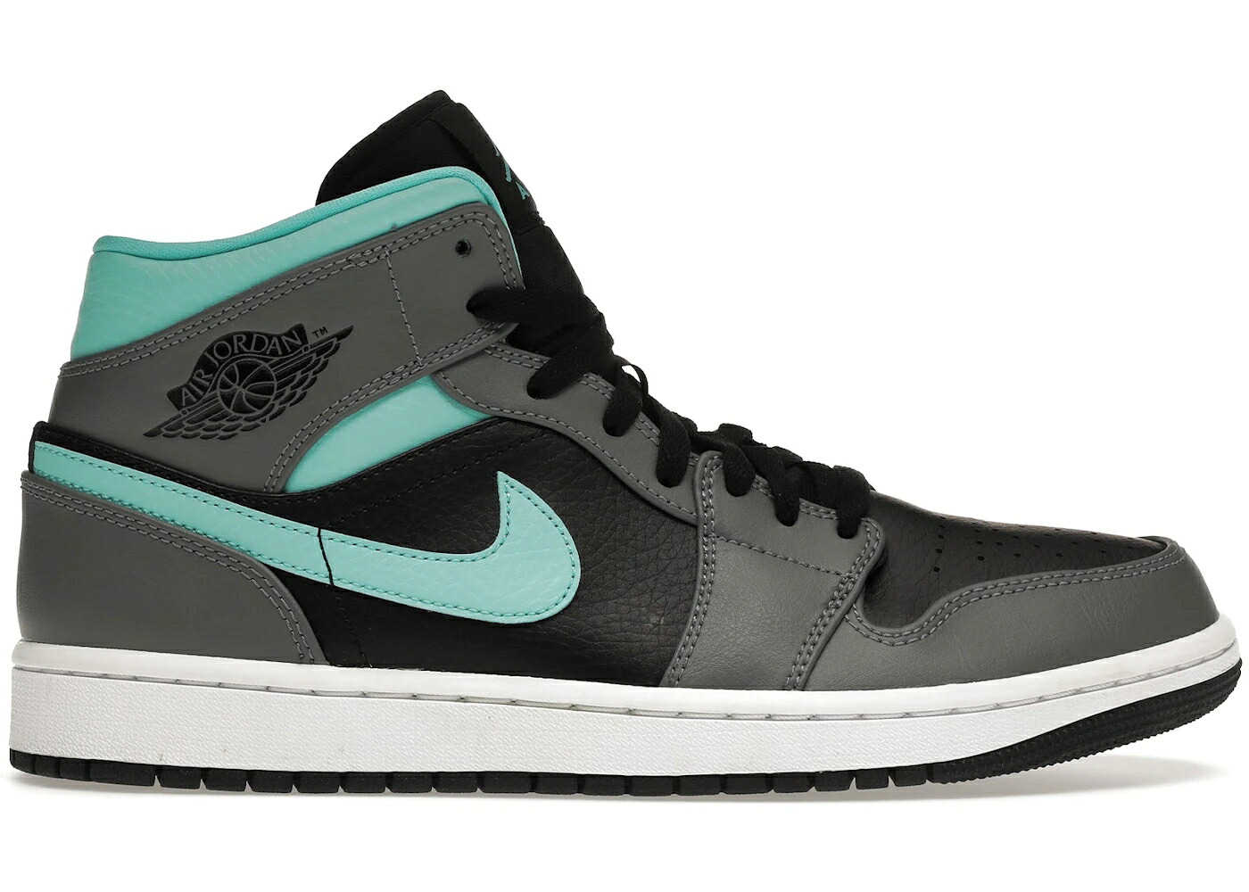 ナイキ ジョーダン ミッド 薄墨色 薄墨色 アクア 黒いこと 黒いこと スニーカー メンズ JORDAN 1 MID GREY AQUA / BLACK LIGHT AQUA DARK SMOKE GREY