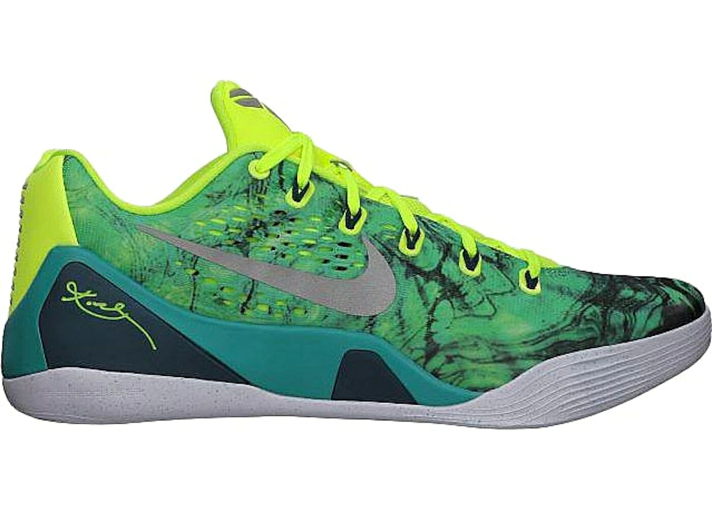ナイキ コービー ターボ 緑 緑であること しろがね色 しろがね色 スニーカー メンズ NIKE KOBE 9 EM LOW EASTER / TURBO GREEN METALLIC SILVER VOLT