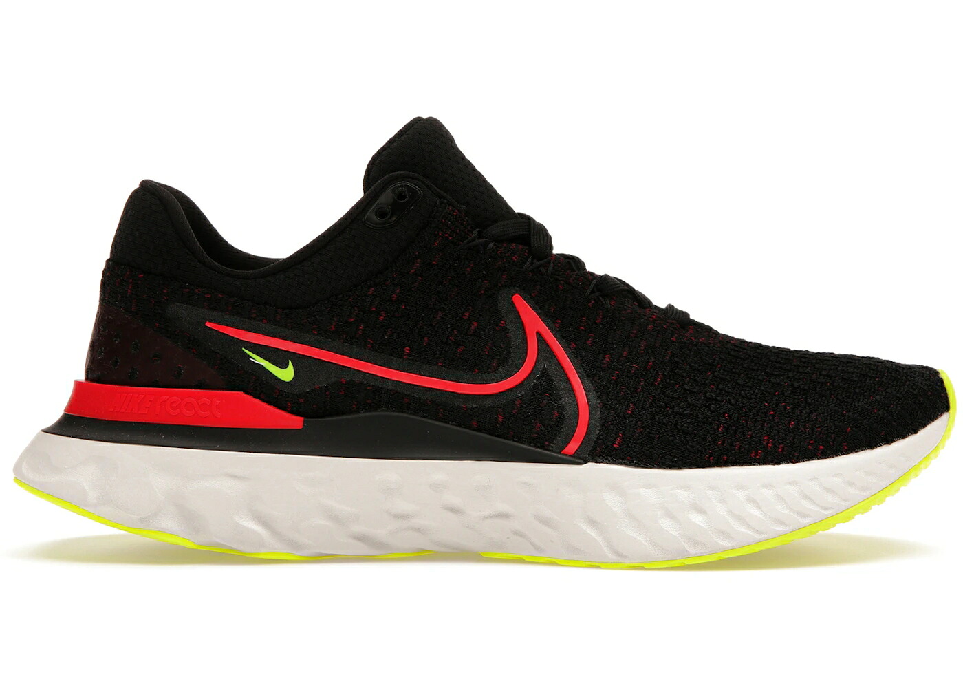 ナイキ リアクト 幽客 飛球編み物 黒いこと 黒いこと 赤 赤いこと 野球クラブ スニーカー メンズ NIKE REACT INFINITY RUN FLYKNIT 3 BLACK SIREN RED VOLT / BLACK SIREN RED TEAM RED VOLT