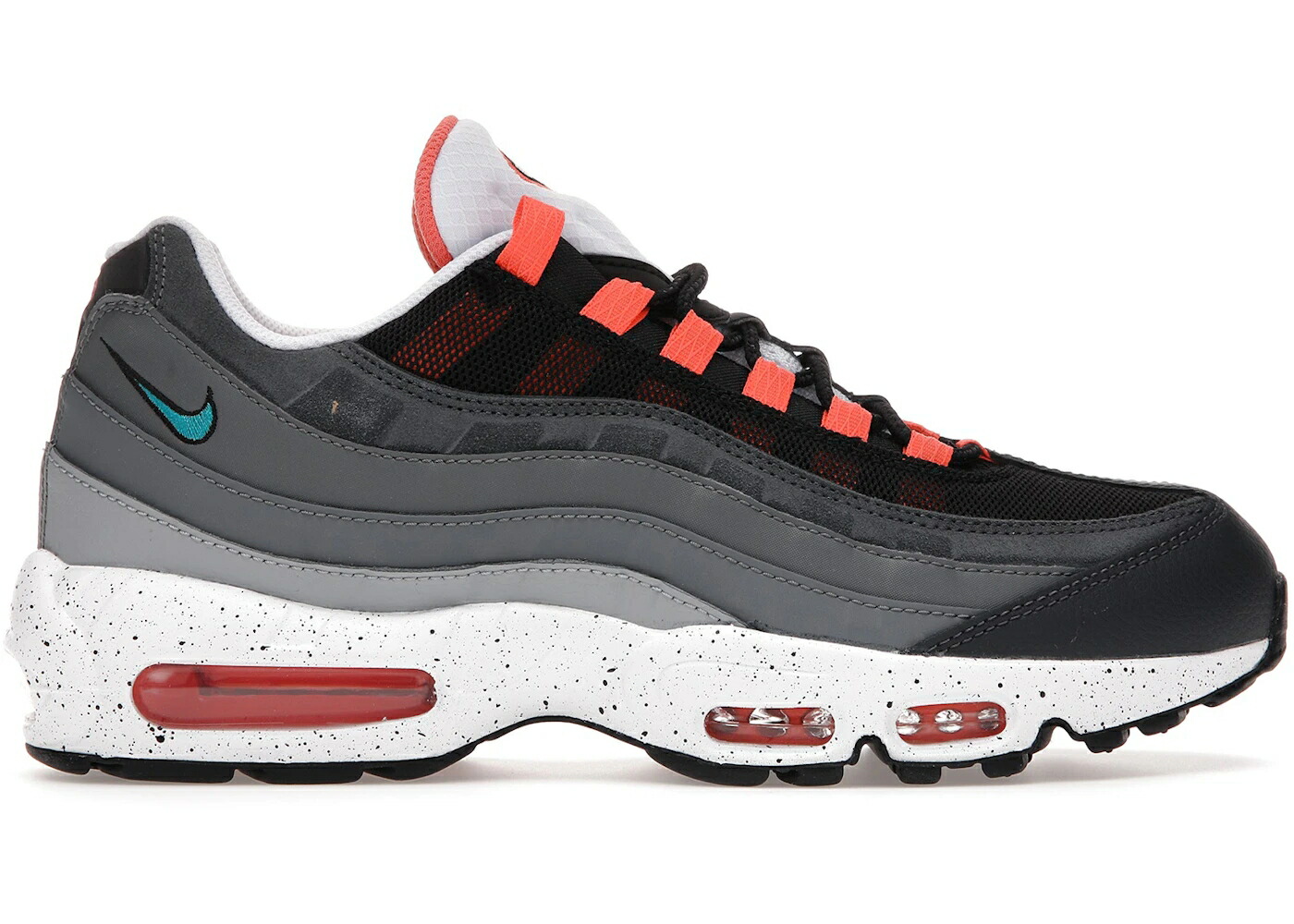 ナイキ マックス 薄墨色 薄墨色 橙 オレンジ色 エア湖マックス スニーカー メンズ NIKE AIR MAX 95 GREY SPECKLE SOLE / GREY GREY ORANGE TEAL