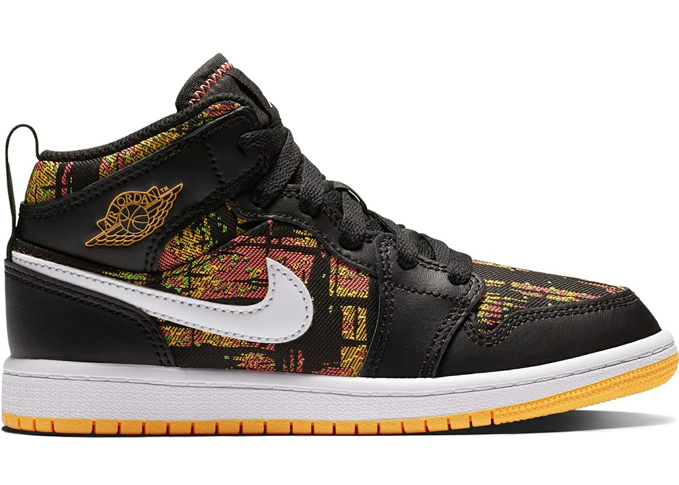 ナイキ ジョーダン ミッド 黒色 ブラック レーザー 橙 オレンジ ジュニア キッズ JORDAN 1 MID BLACK LASER ORANGE BRIGHT MELON (PS) / BLACK LASER ORANGE BRIGHT MELON ベビー マタニティ スニーカー|スニケス