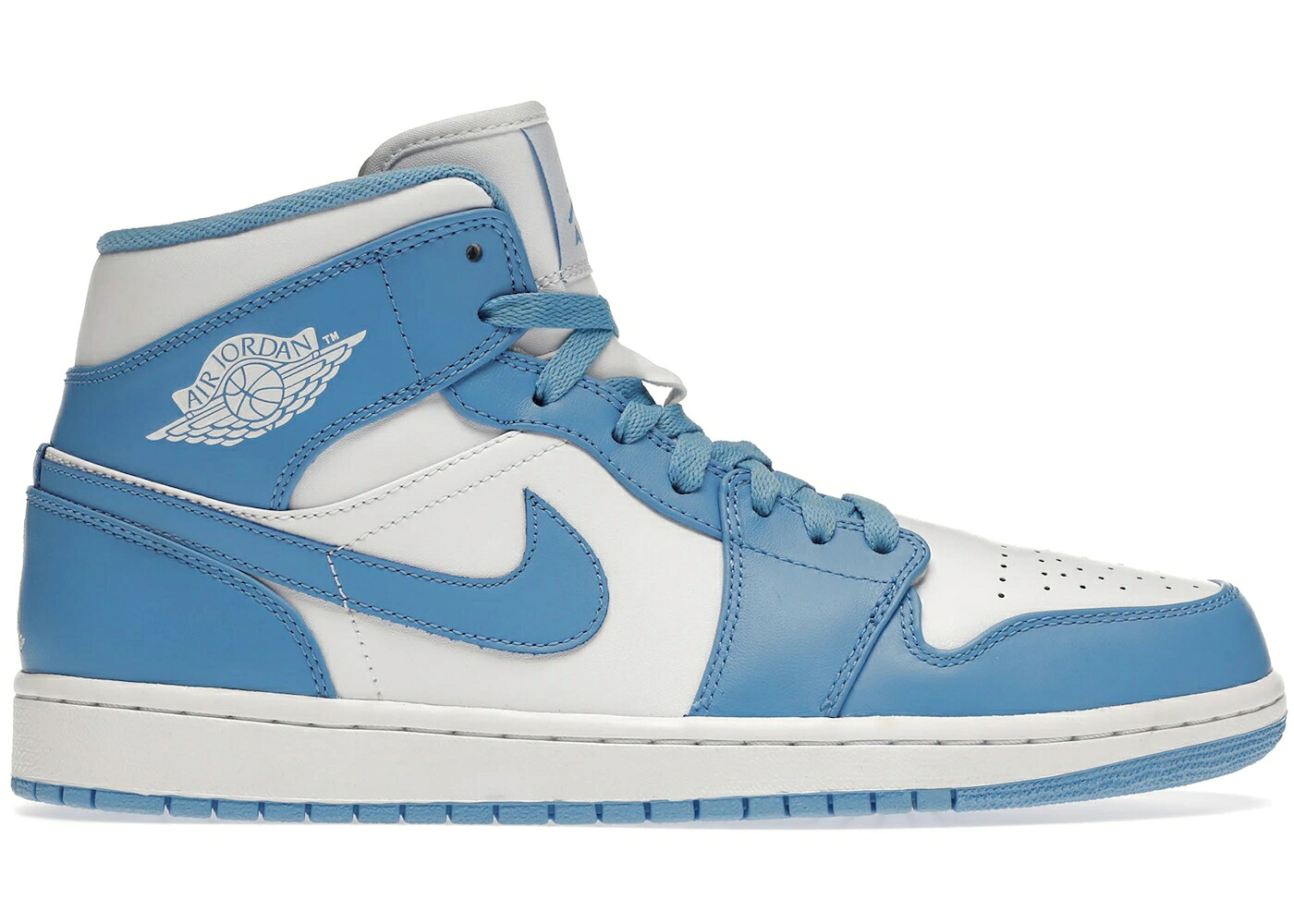 ナイキ ジョーダン ミッド 白いこと 白いこと 青味 青み スニーカー メンズ JORDAN 1 RETRO MID UNC / WHITE UNIVERSITY BLUE WHITE