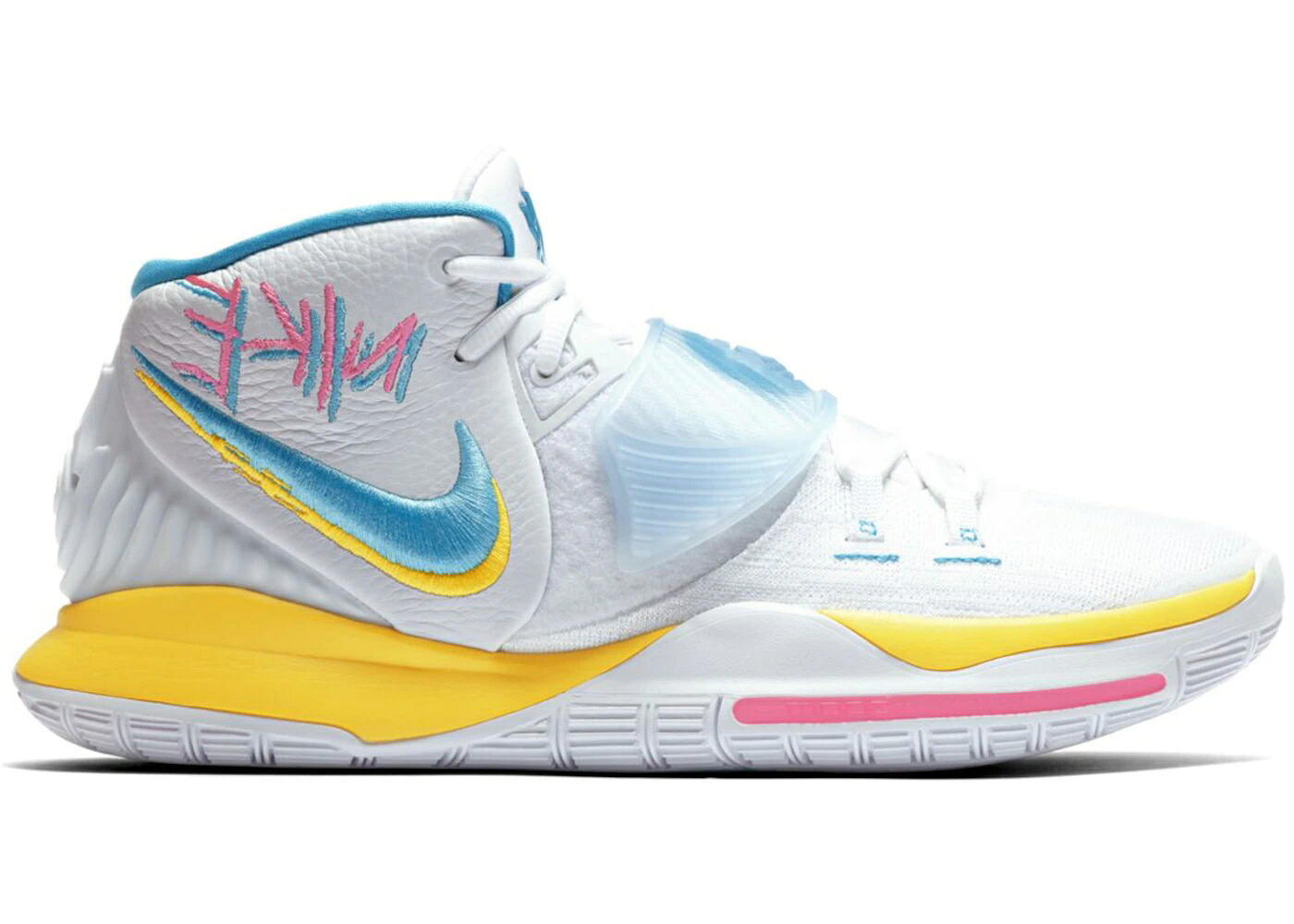 ナイキ カイリー 白いこと 白いこと 黄味がかった 黄色 サクラ色 スニーカー メンズ NIKE KYRIE 6 NEON GRAFFITI / WHITE OPTI YELLOW DIGITAL PINK