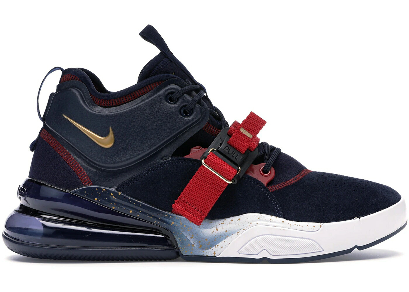ナイキ オリンピック ゴールド 赤 レッド エアフォース スニーカー メンズ NIKE AIR FORCE 270 OLYMPIC / OBSIDIAN METALLIC GOLD GYM RED