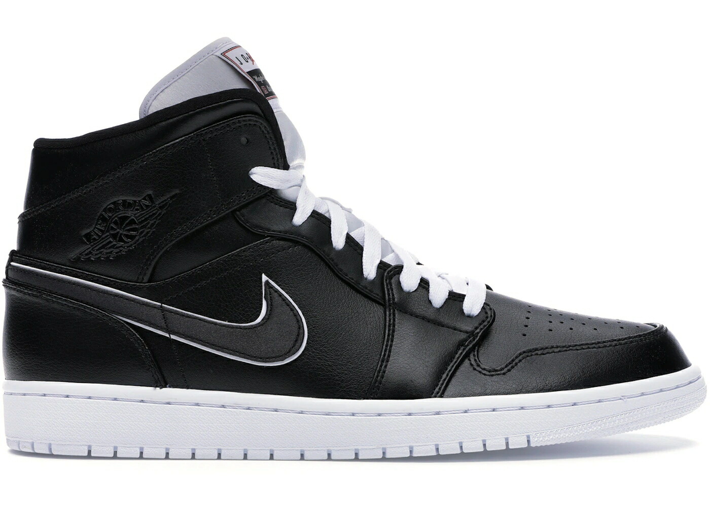 ナイキ ジョーダン ミッド ゲーム 黒色 ブラック 白色 ホワイト 赤 レッド スニーカー メンズ JORDAN 1 MID MAYBE I DESTROYED THE GAME / BLACK BLACK WHITE GYM RED