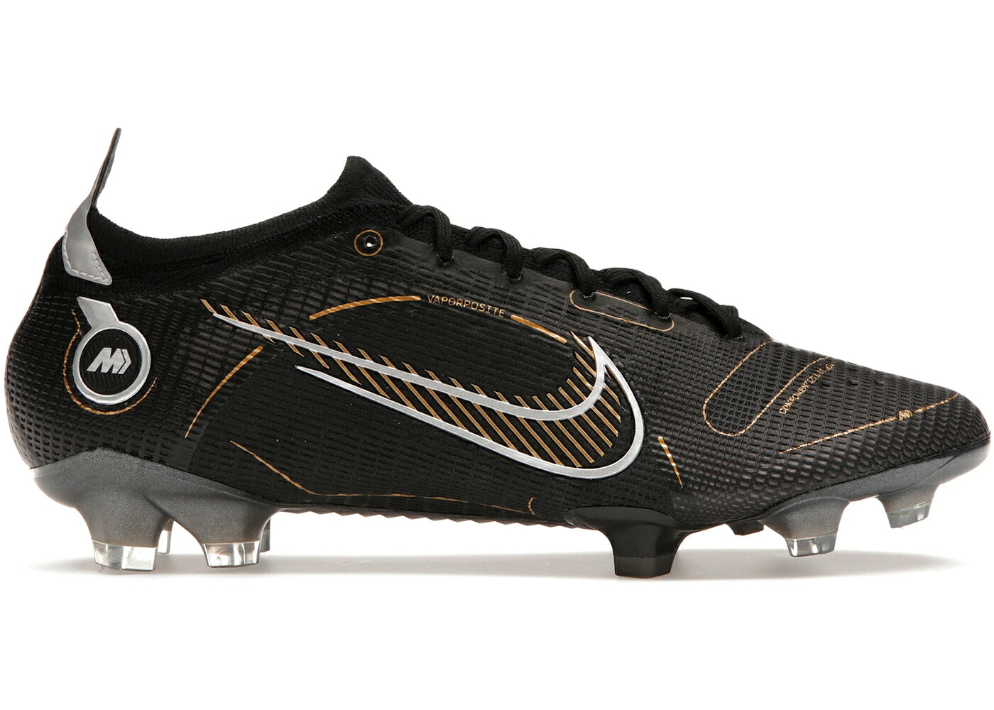 ナイキ エリート 黒色 ブラック 銀色 シルバー ゴールド スニーカー ユニセックス NIKE MERCURIAL VAPOR 14 ELITE FG BLACK METALLIC SILVER CAVE STONE GOLD / BLACK METALLIC SILVER CAVE STONE メンズ|スニケス
