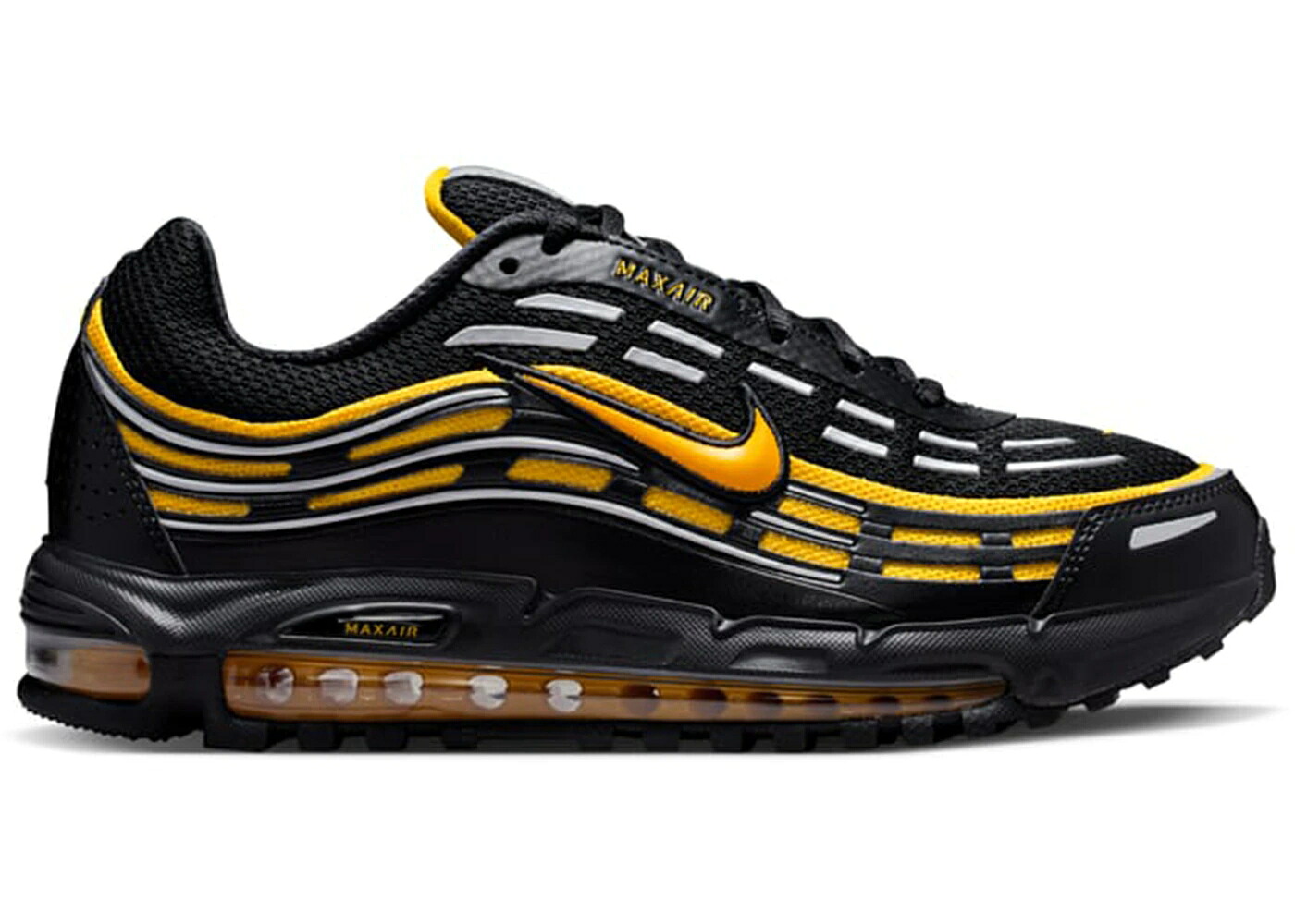 ナイキ マックス 黒いこと 黒いこと しろがね色 しろがね色 大気圏マックス 2.5 スニーカー メンズ NIKE AIR MAX TL BLACK VARSITY MAIZE / BLACK METALLIC SILVER VARSITY