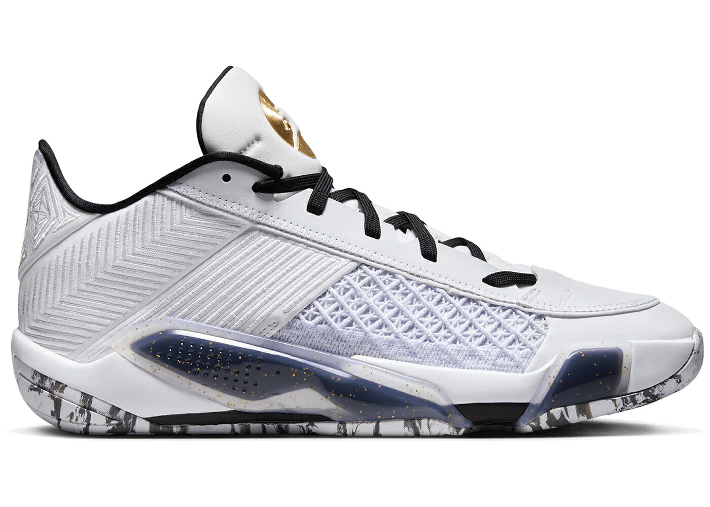 ナイキ ジョーダン 白色 ホワイト ゴールド 黒色 ブラック スニーカー メンズ JORDAN 38 LOW WHITE METALLIC GOLD BLACK / METALLIC GOLD BLACK COCONUT MILK｜スニケス