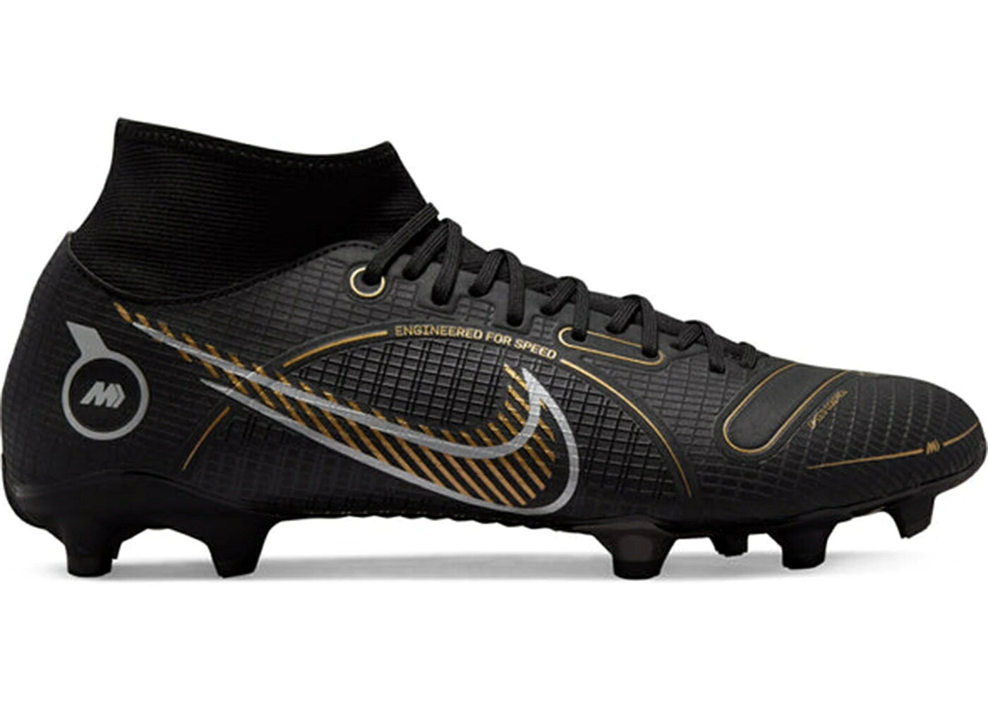 ナイキ アカデミー 黒色 ブラック ゴールド スニーカー メンズ 【 NIKE MERCURIAL SUPERFLY 8 ACADEMY FG/MG BLACK METALLIC GOLD / BLACK METALLIC GOLD METALLIC 】｜スニケス
