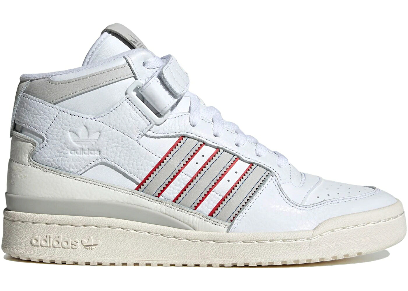 アディダス フォーラム ミッド 白色 ホワイト 灰色 グレー 赤 レッド 青色 ブルー スニーカー メンズ ADIDAS FORUM MID CLOUD WHITE GREY RED / CLOUD WHITE GREY ONE BLUE｜スニケス
