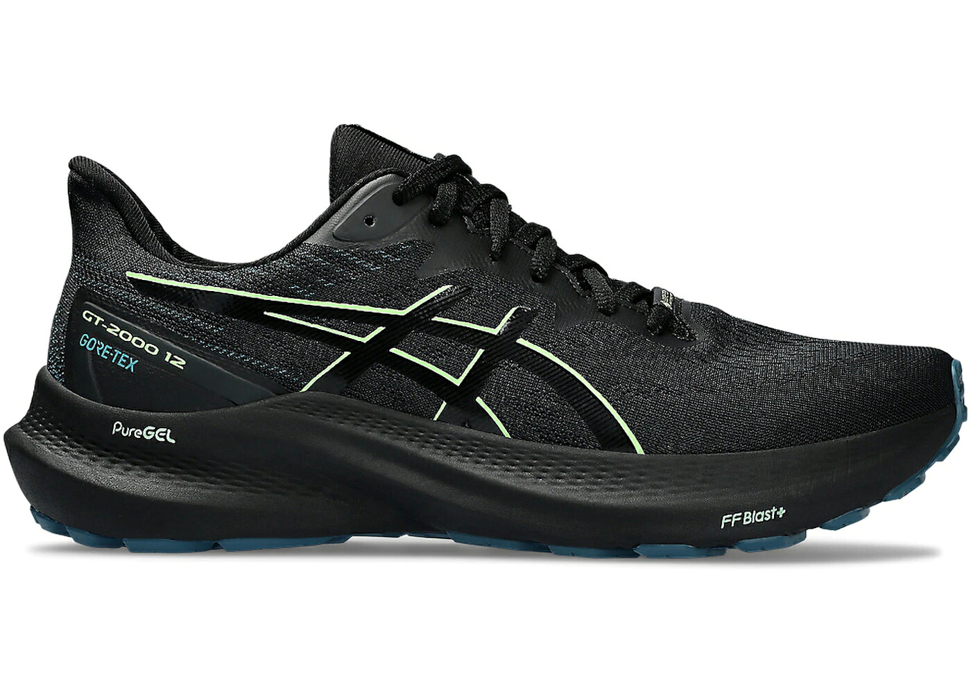アシックス 黒色 ブラック 緑 グリーン スニーカー メンズ ASICS GT-2000 12 GTX BLACK ILLUMINATE GREEN / BLACK ILLUMINATE GREEN