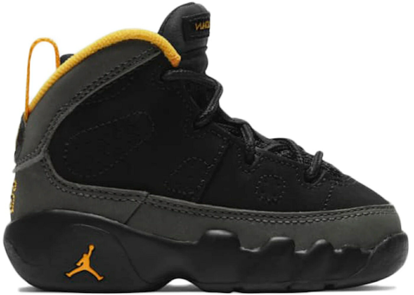 ナイキ ジョーダン 濃灰色 ゴールド 黒いこと 黒いこと お坊っちゃん キッズ JORDAN 9 RETRO DARK CHARCOAL UNIVERSITY GOLD (TD) / BLACK DARK CHARCOAL UNIVERSITY