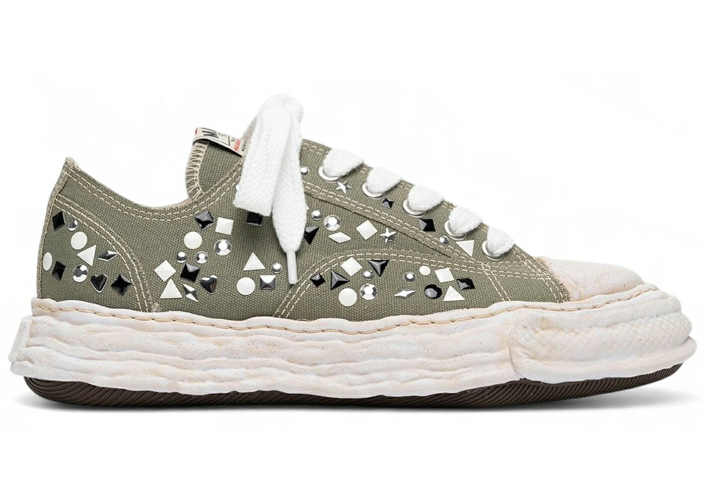 メゾン ミハラヤスヒロ 緑 グリーン スニーカー メンズ MAISON MIHARA YASUHIRO MAISON MIHARA YASUHIRO PETERSON 23 OG SOLE EMBELLISHED CANVAS LOW GREEN /