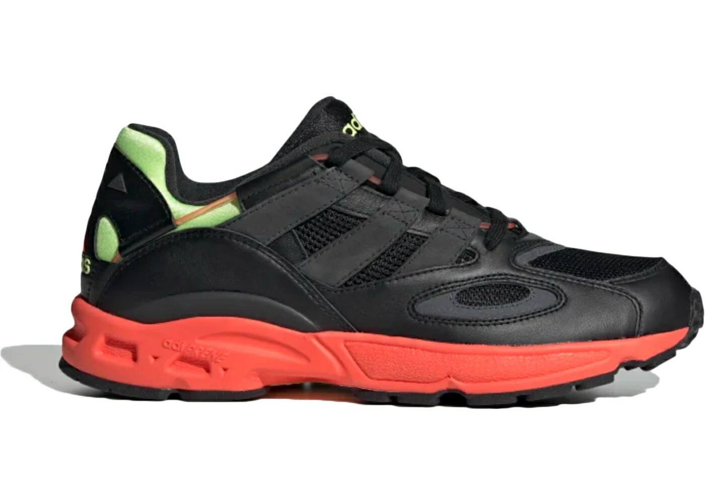 アディダス コア 黒色 ブラック 灰色 グレー 赤 レッド スニーカー メンズ ADIDAS LXCON 94 CORE BLACK / CORE BLACK GREY SIX SOLAR RED｜スニケス