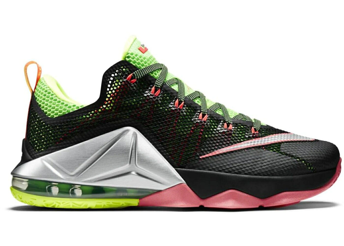 ナイキ レブロン 黒いこと 黒いこと しろがね色 しろがね色 緑 緑であること スニーカー メンズ NIKE LEBRON 12 LOW REMIX / BLACK METALLIC SILVER GREEN