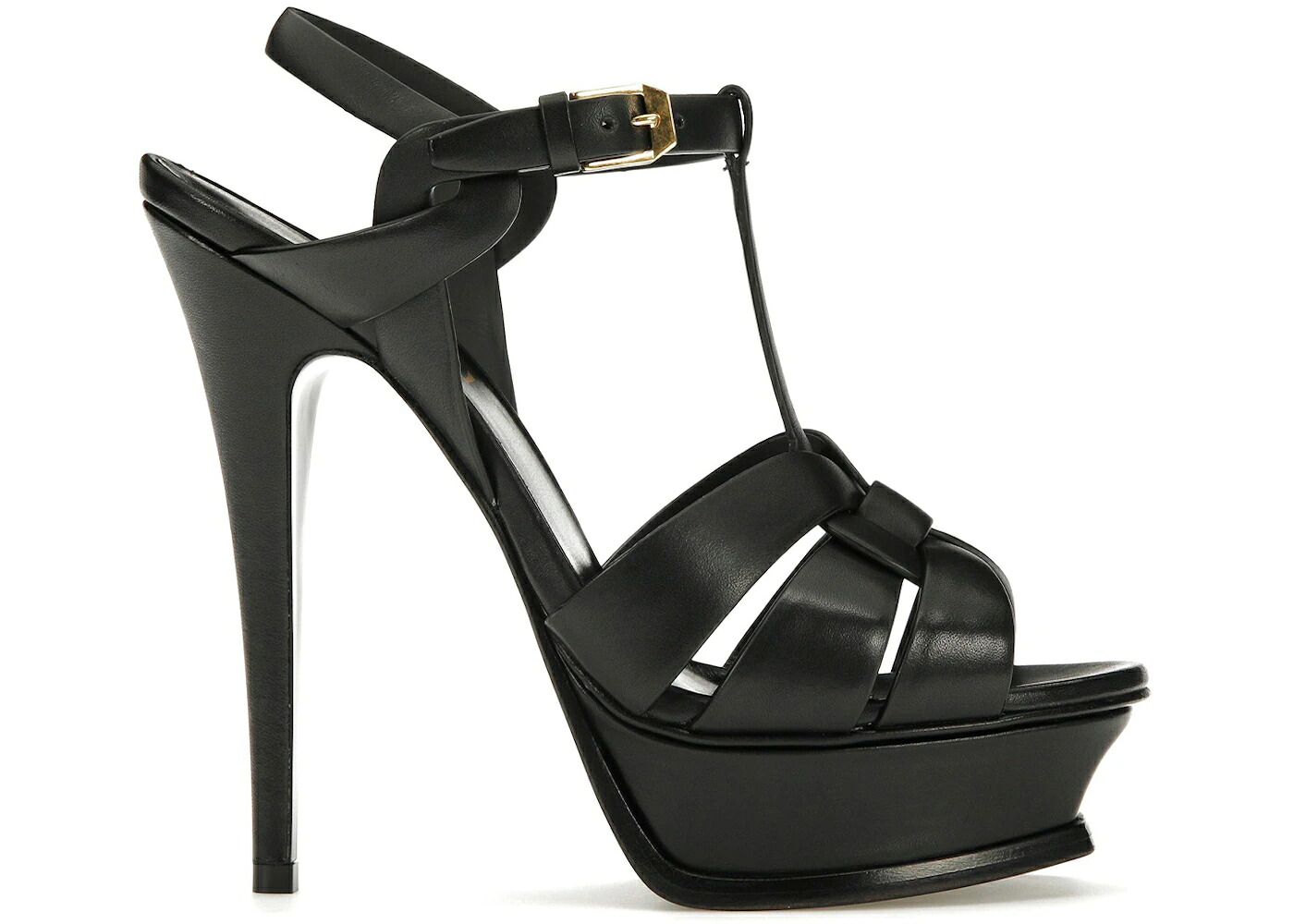 サンローラン トリビュート 黒いこと 黒いこと なめし革 スニーカー レディース SAINT LAURENT SAINT LAURENT TRIBUTE PLATFORM SANDAL HEELS BLACK LEATHER /