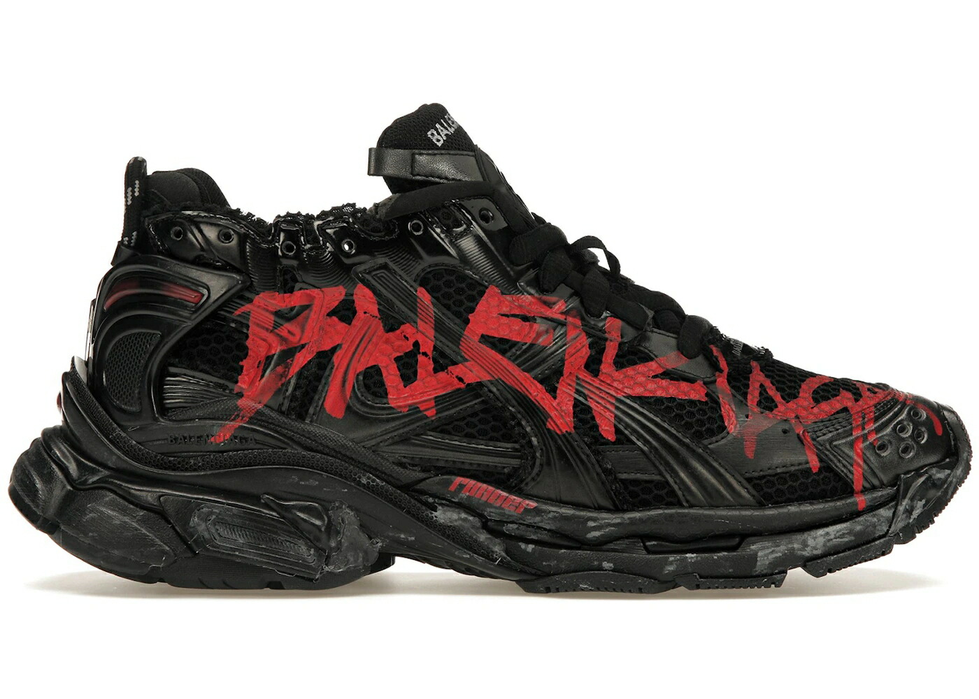 バレンシアガ 黒色 ブラック 赤 レッド スニーカー メンズ BALENCIAGA RUNNER GRAFFITI BLACK RED / BLACK RED