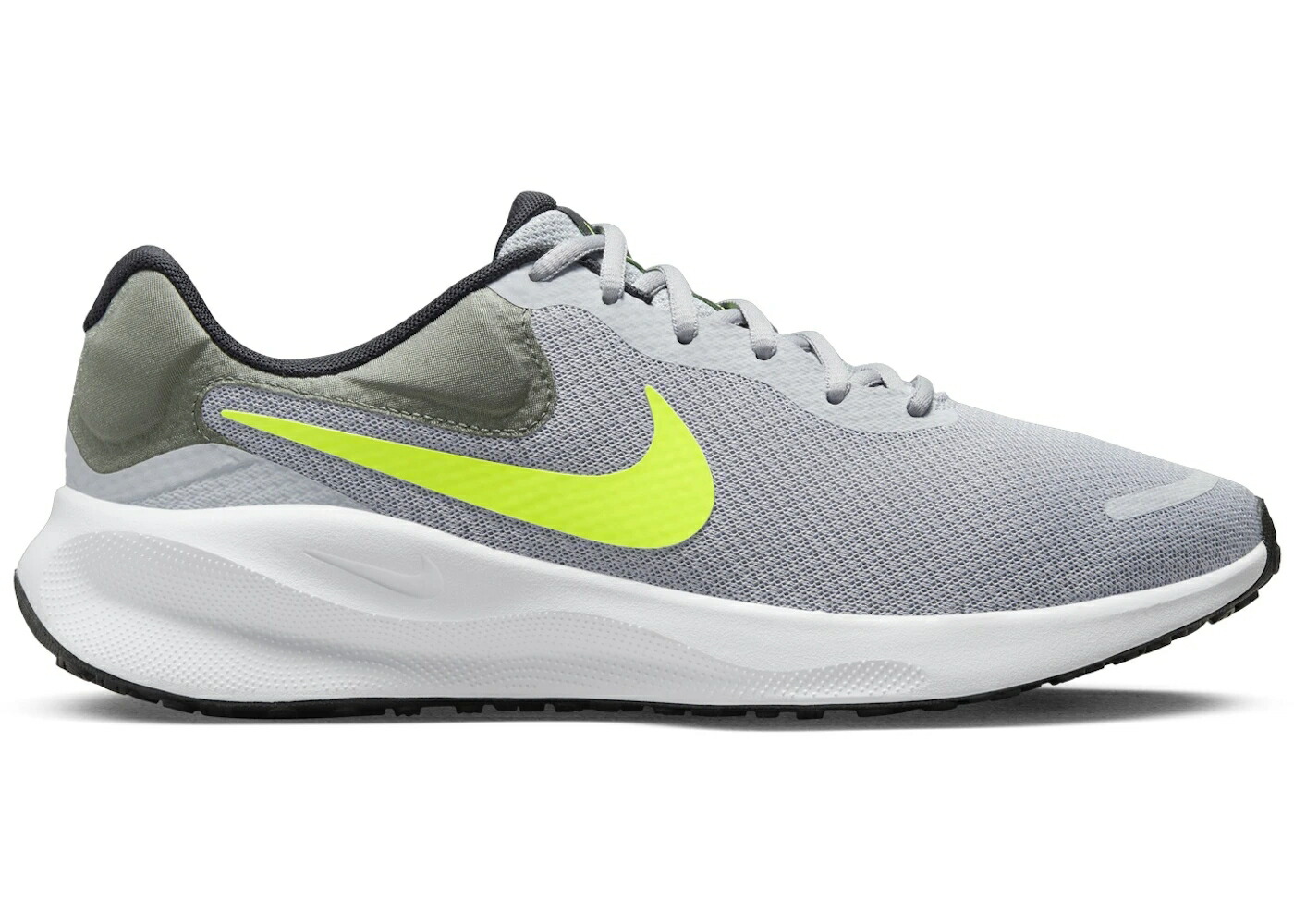 ナイキ レボリューション 灰色 グレー 黒色 ブラック スニーカー メンズ NIKE REVOLUTION 7 WOLF GREY SMOKE BLACK VOLT / WOLF GREY SMOKE GREY BLACK VOLT