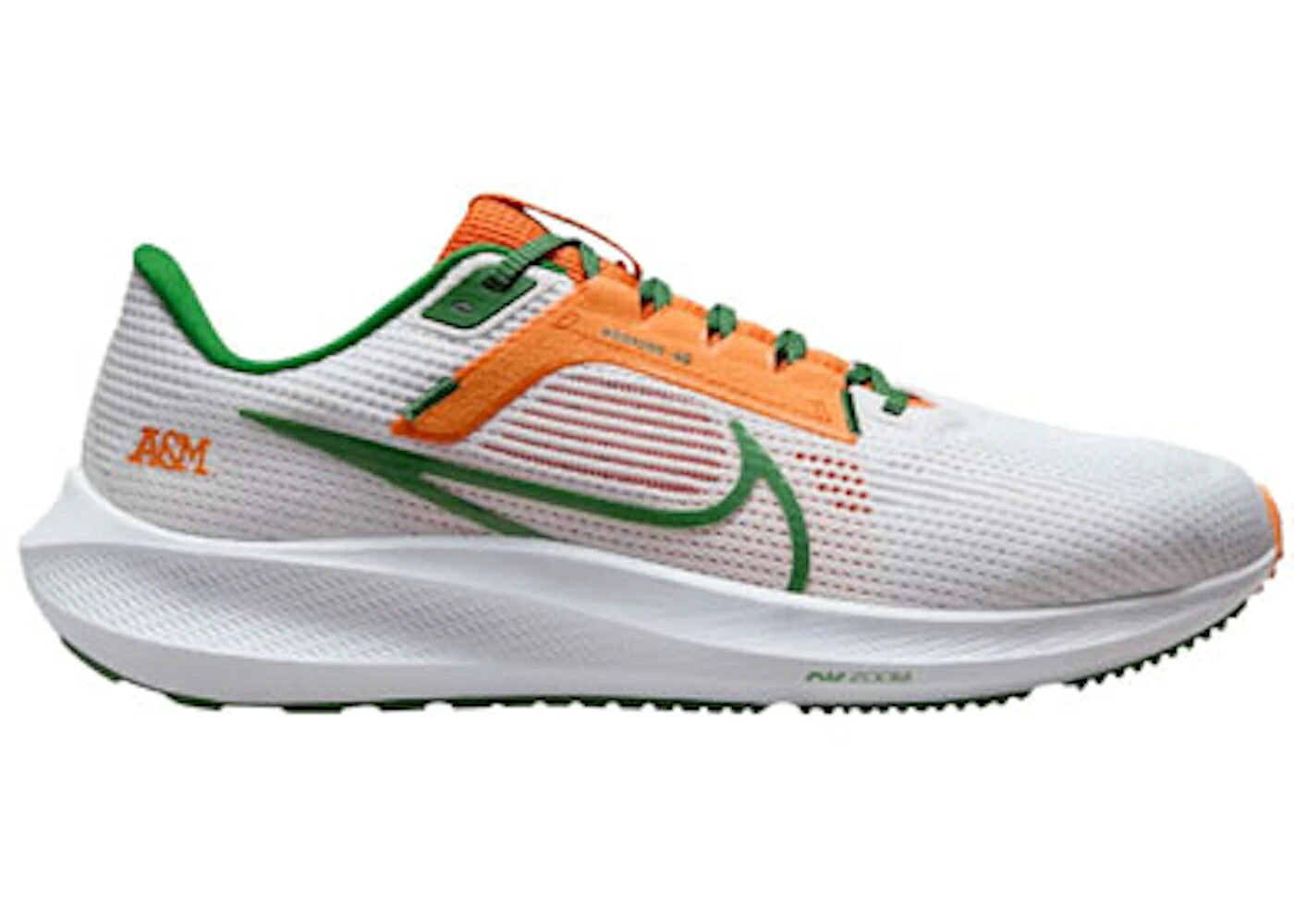 ナイキ ペガサス 白色 ホワイト 橙 オレンジ スニーカー メンズ NIKE PEGASUS 40 FAMU / WHITE ORANGE HORIZON FORTRESS