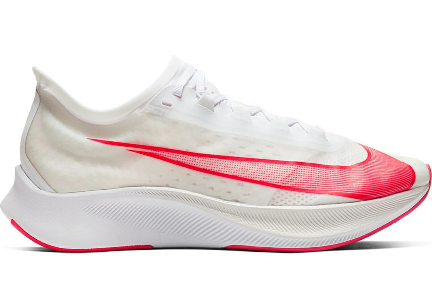 ナイキ 望遠レンズ 白いこと 白いこと レーザ クリムゾン 望遠レンズ飛球 スニーカー メンズ NIKE ZOOM FLY 3 WHITE LASER CRIMSON / WHITE METALLIC SUMMIT WHITE