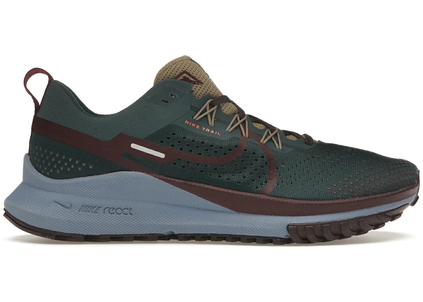ナイキ リアクト ペガサス ディープ ナイト爵 マルーン 青み 青色 カーキ スニーカー メンズ NIKE REACT PEGASUS TRAIL 4 DEEP JUNGLE NIGHT MAROON BLUE / DEEP JUNGLE KHAKI ASHEN SLATE